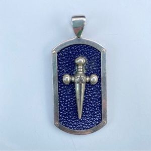 Sterling silver and stingray sword pendant blue Vintage